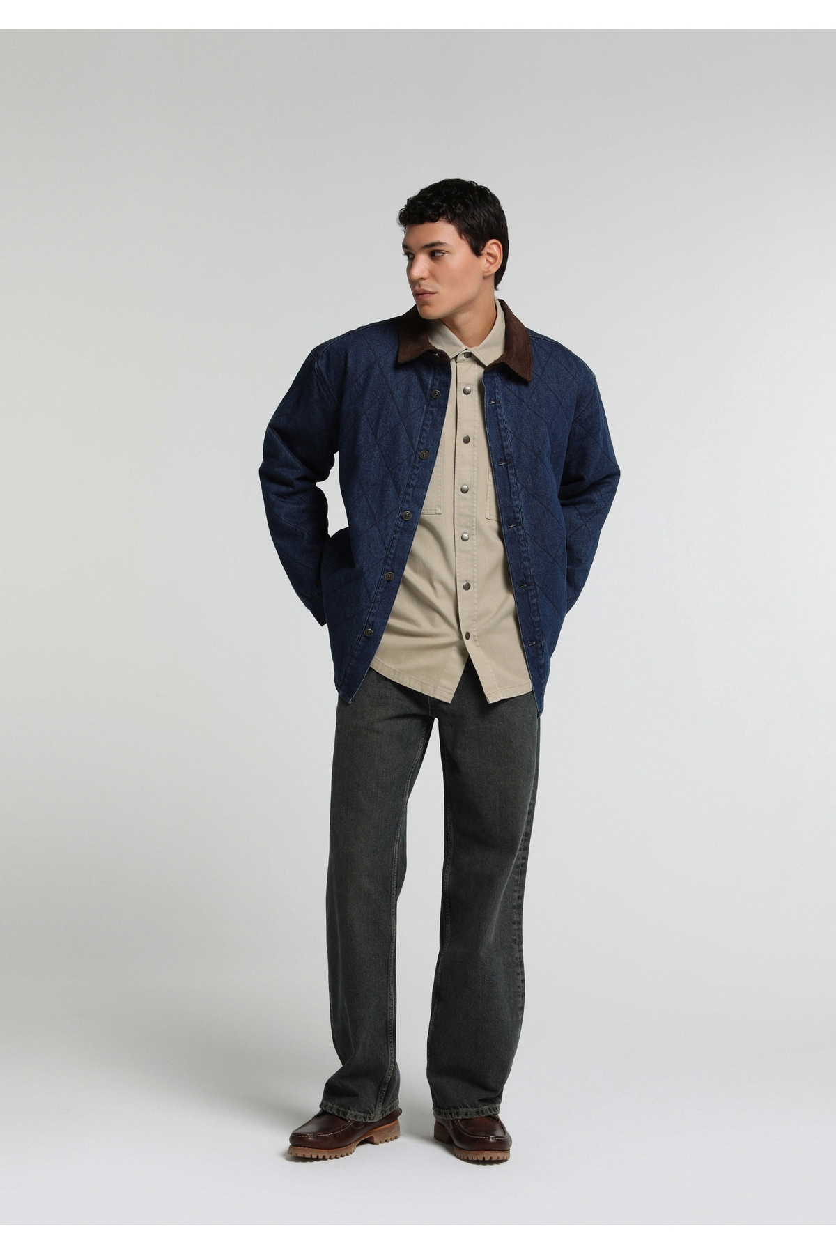 Colin's Oversize Fit Düğmeli Astarlı Erkek Dark İndigo Denim Ceket