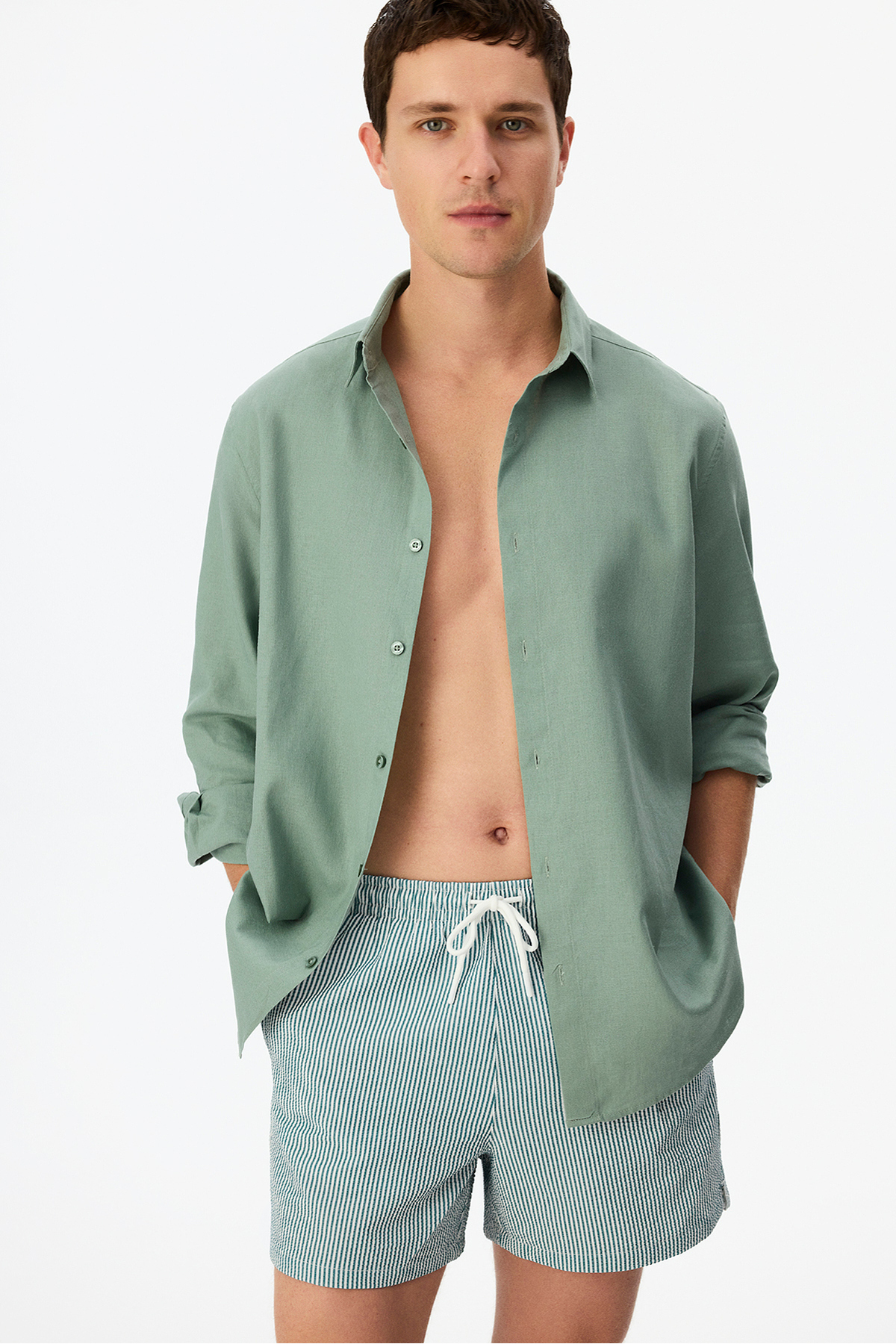 Penti Men's Petrol Green Retro Green Tissue Shorts