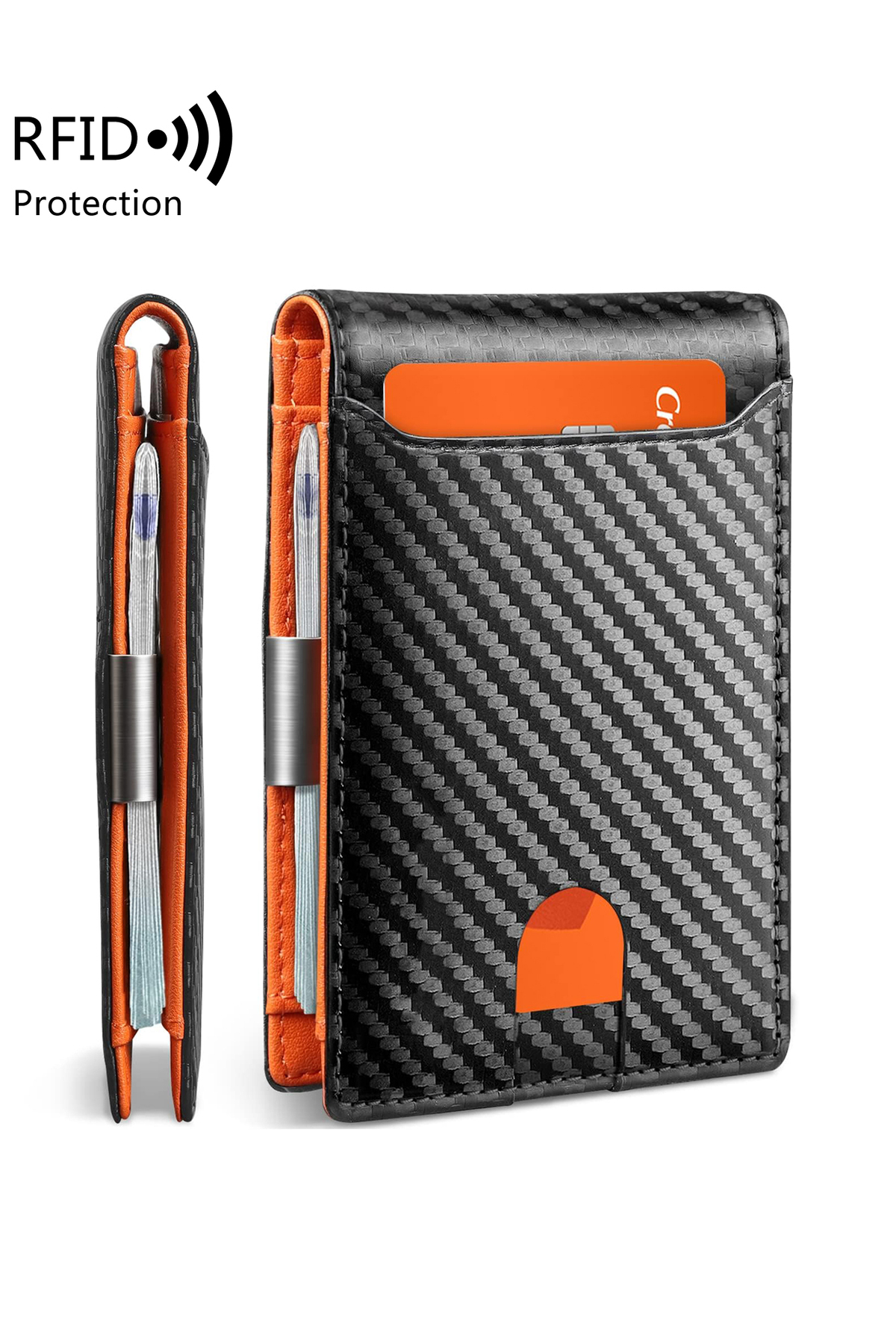 Choice QB346-Carbonorange Minimalist and Fashionable Men's Wallet RFID Barrier Multifunctional Ultra-Thin 1
