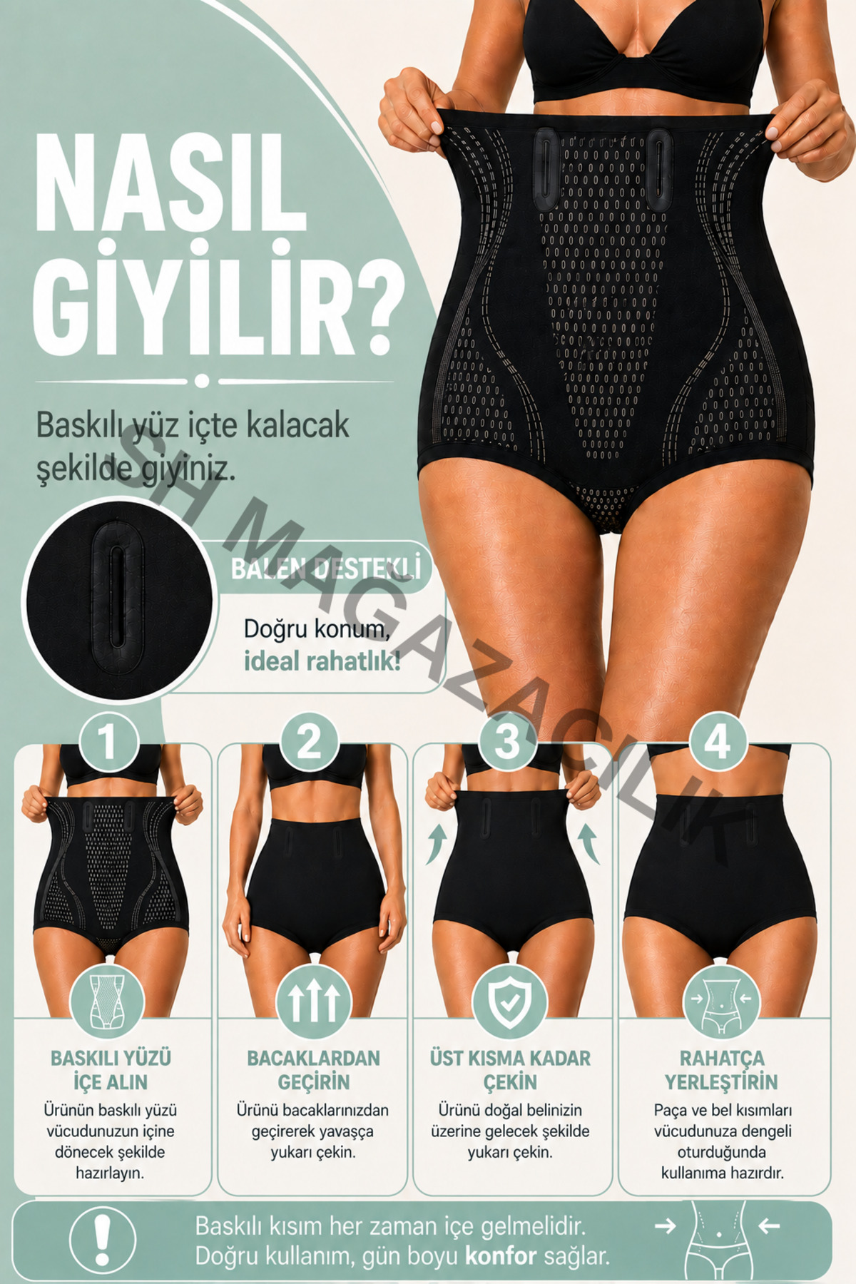 Sh Mağazacılık Kadın V-Control Seamless Balen Destekli Korse Külot | Yüksek Bel, Dikişsiz ve Kaymaz Bel Yapı görsel 3