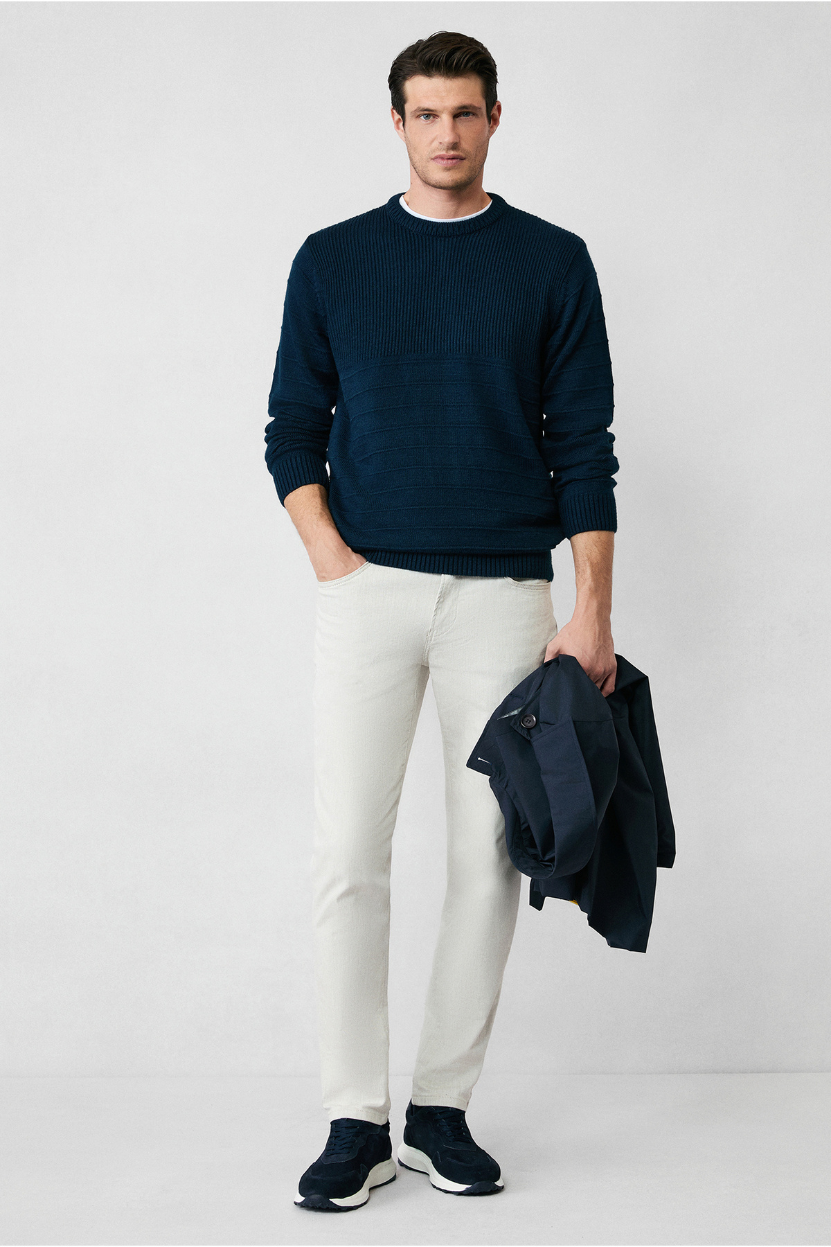 Kiğılı Bisiklet Yaka Slim Fit Dar Kesim Desenli Triko Kazak görsel 5