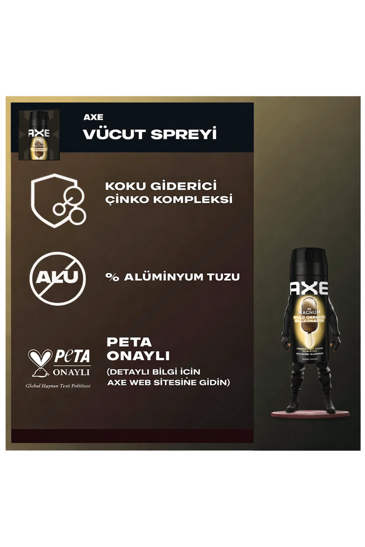 Axe Magnum Gold Caramel Billionaire Erkek Deodorant Bodyspray 150