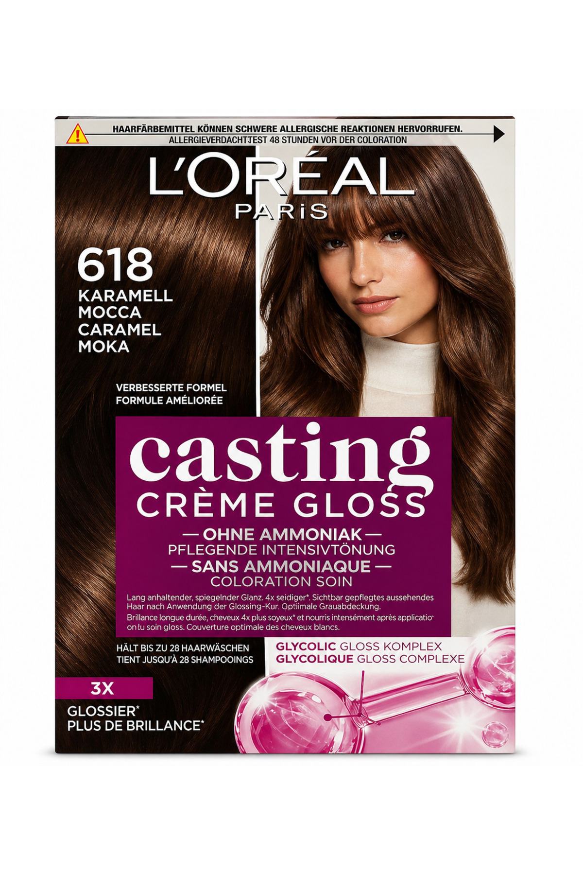 رنگ موی Casting Crème Gloss - 618 کارامل موکا (کارامل قهوه‌ای / تن قهوه‌ای گرم)