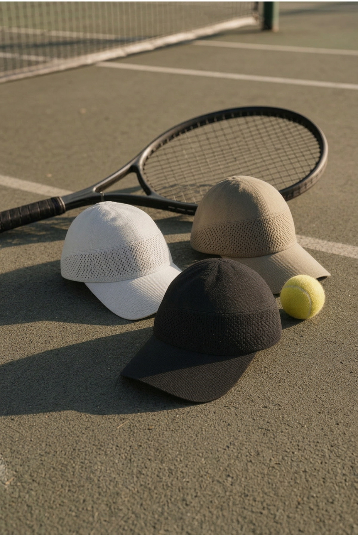 OnMyHead Unisex Spor Fileli Merserize Tenis Şapkası Yazlık Beyaz görsel 4