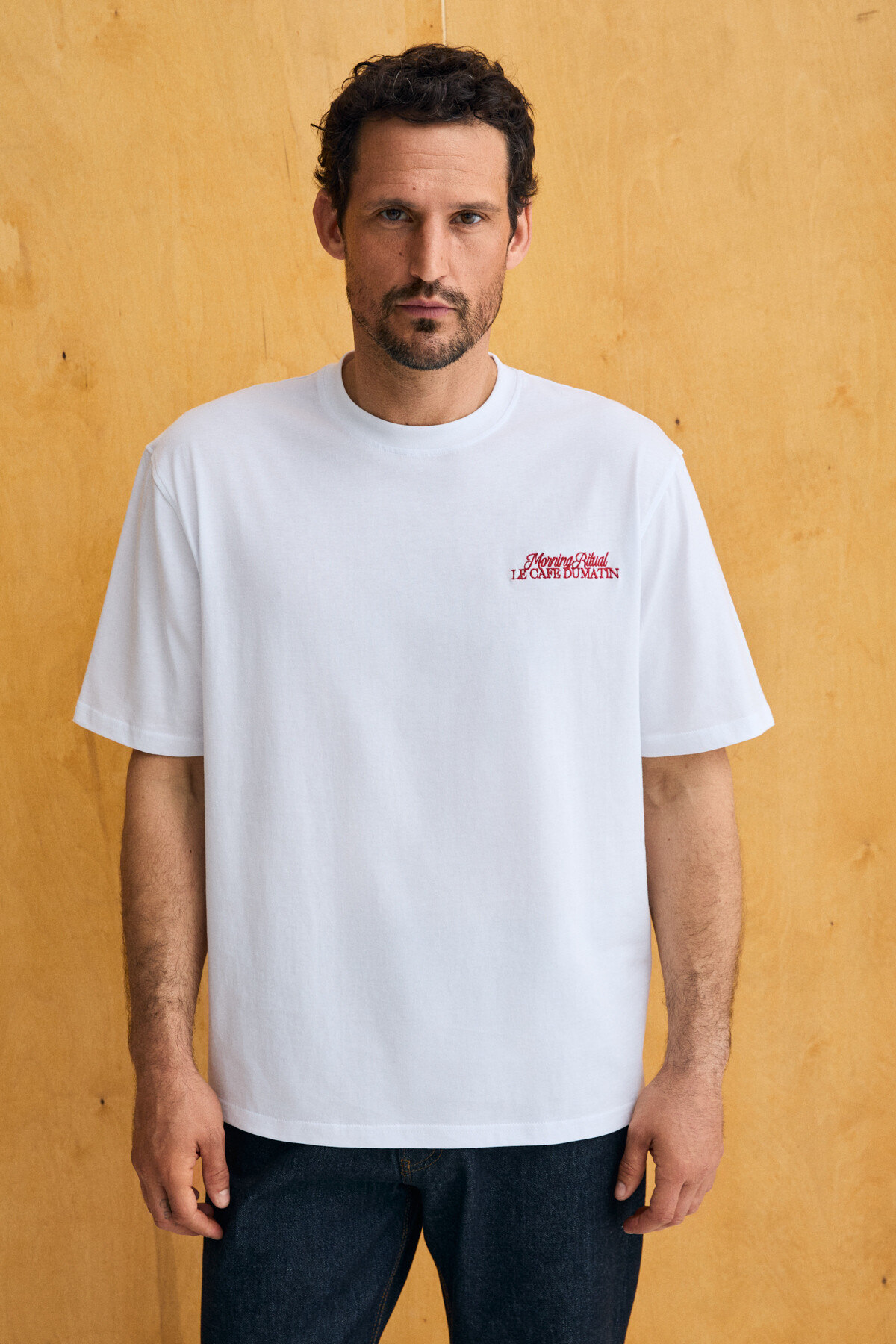 GRIMELANGE FUTI Erkek %100 Organik Pamuklu Baskı Detaylı Yuvarlak Yaka Beyaz T-Shirt görsel 2