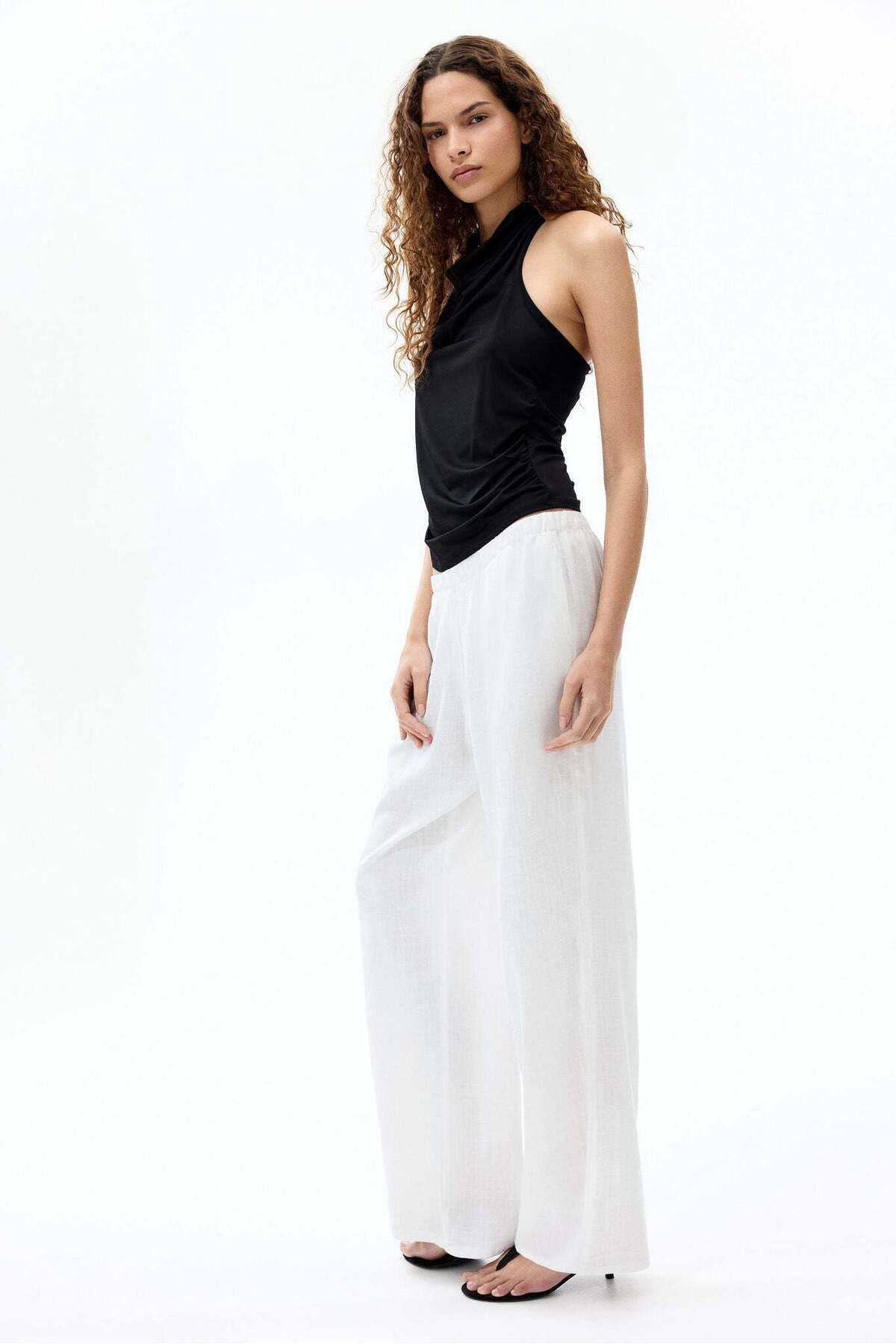 H&M Wide linen-blend trousers
