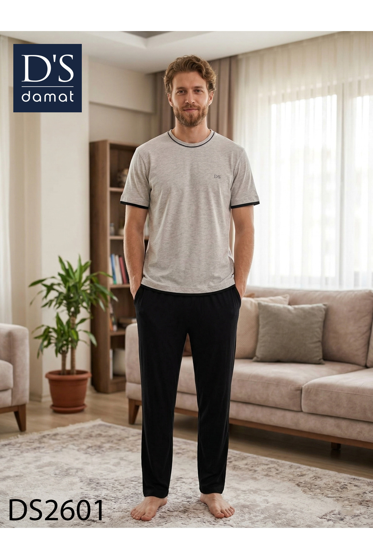 D'S Damat Ds Damat Spring Kısa Kol Pijama Takımı GRİ