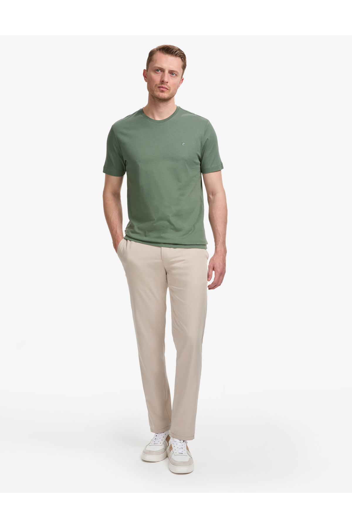 شلوار کلاسیک جوگر، کمر انعطاف‌پذیر بژ، مدل 50325166-VR012 پیر کاردین شلوار Pierre Cardin