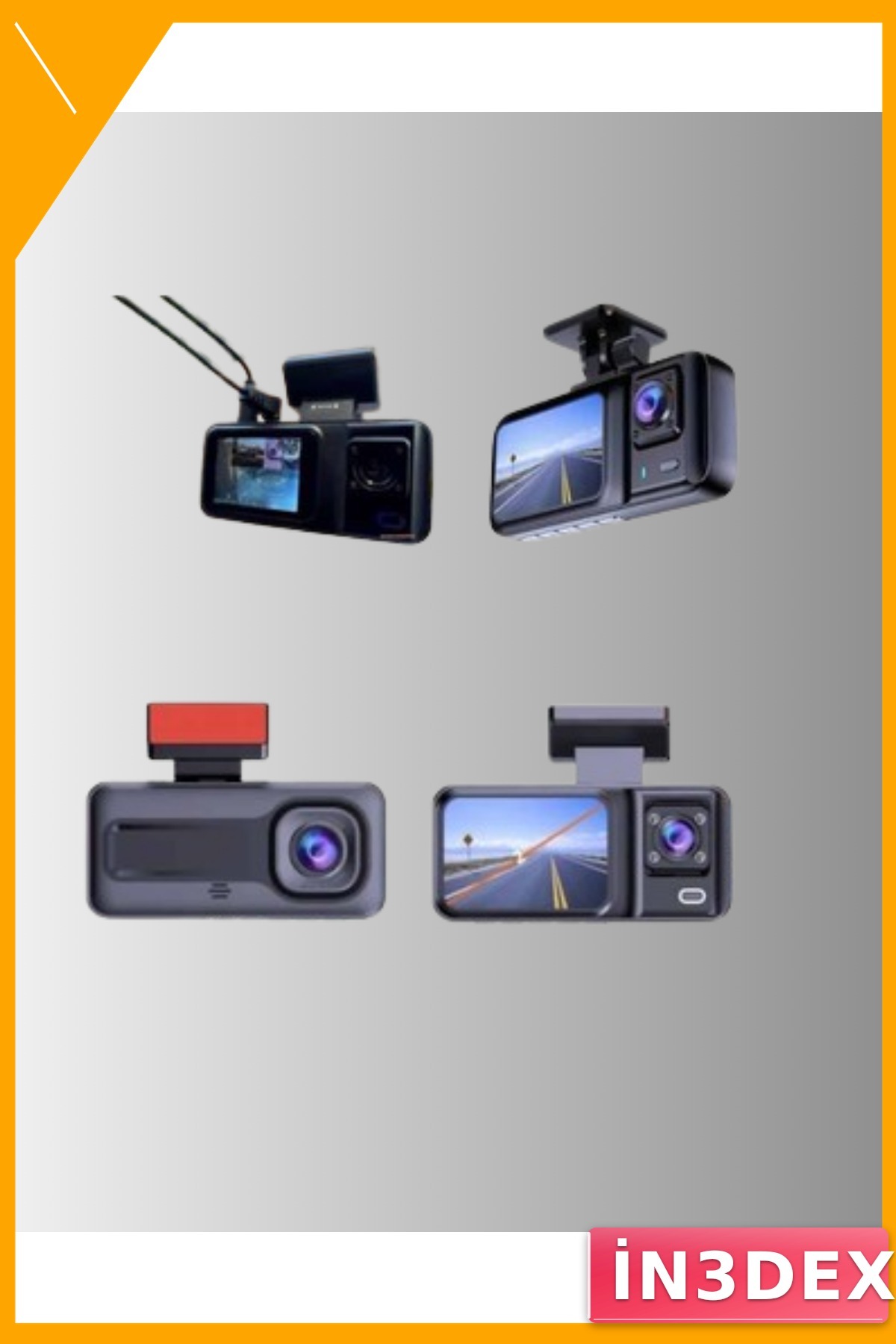 3 Kameralı Araç İçi Kayıt Cihazı 1080P Full HD Gece Görüş Wi-Fi