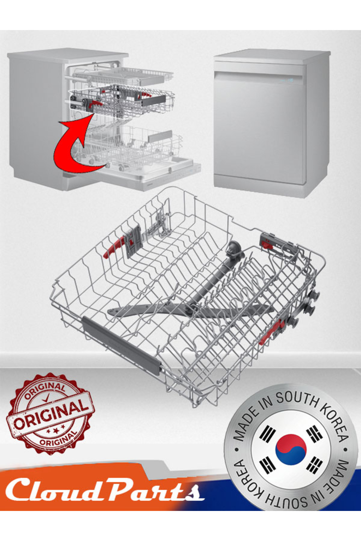 CloudParts Samsung Bulaşık Makineleri ile uyumlu Üst Sepet (uyumluluğunu sorunuz) 87CP