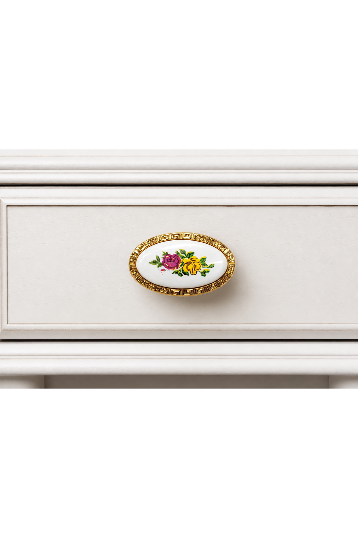3110 Porcelain Drawer Button Floral Pattern 5-Piece Set Cabinet Door Handle Vintage Handle