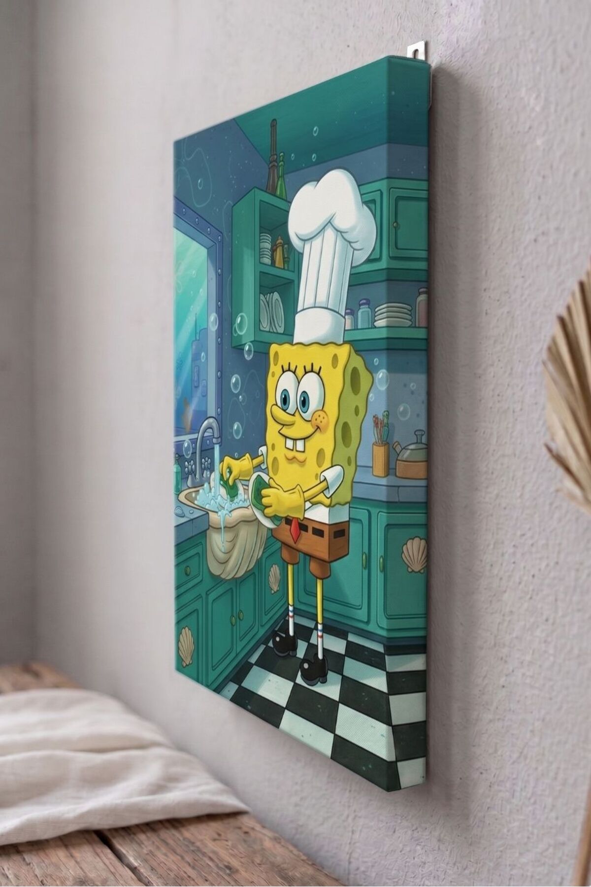 MODERN DESIGN WITH CANVAS TABLE ANIMAL DESIGN FOR BATHROOM AND KITCHEN (SUNGERBOB2)|TKDKKNVSTB