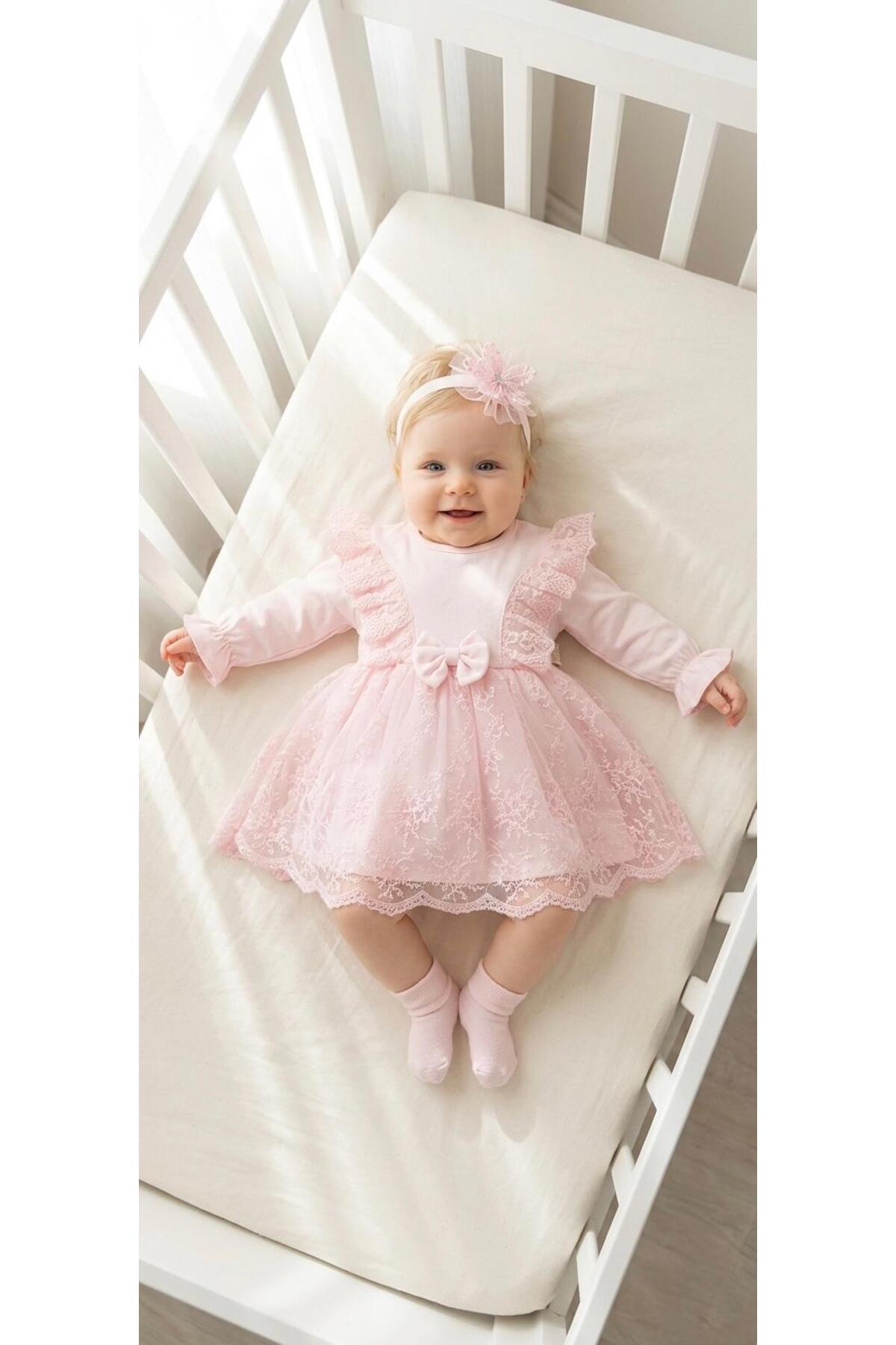 Baby Girl Mevlutluk Dress Bandana Lace Newborn Hospital Break Wedding Dress Evening Dress Mevlutlik 4028