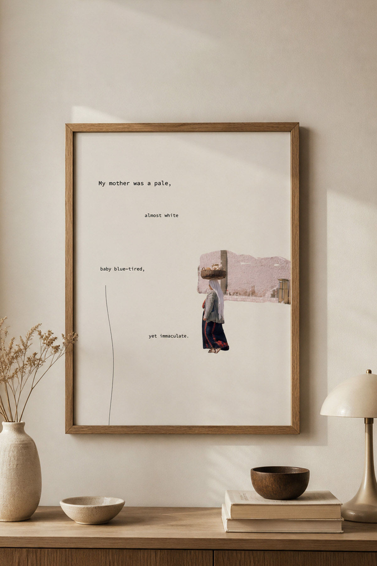 Anne Temalı Minimal Kolaj Tablo Poster Modern Sanat Duvar Dekoru Çerçevesiz