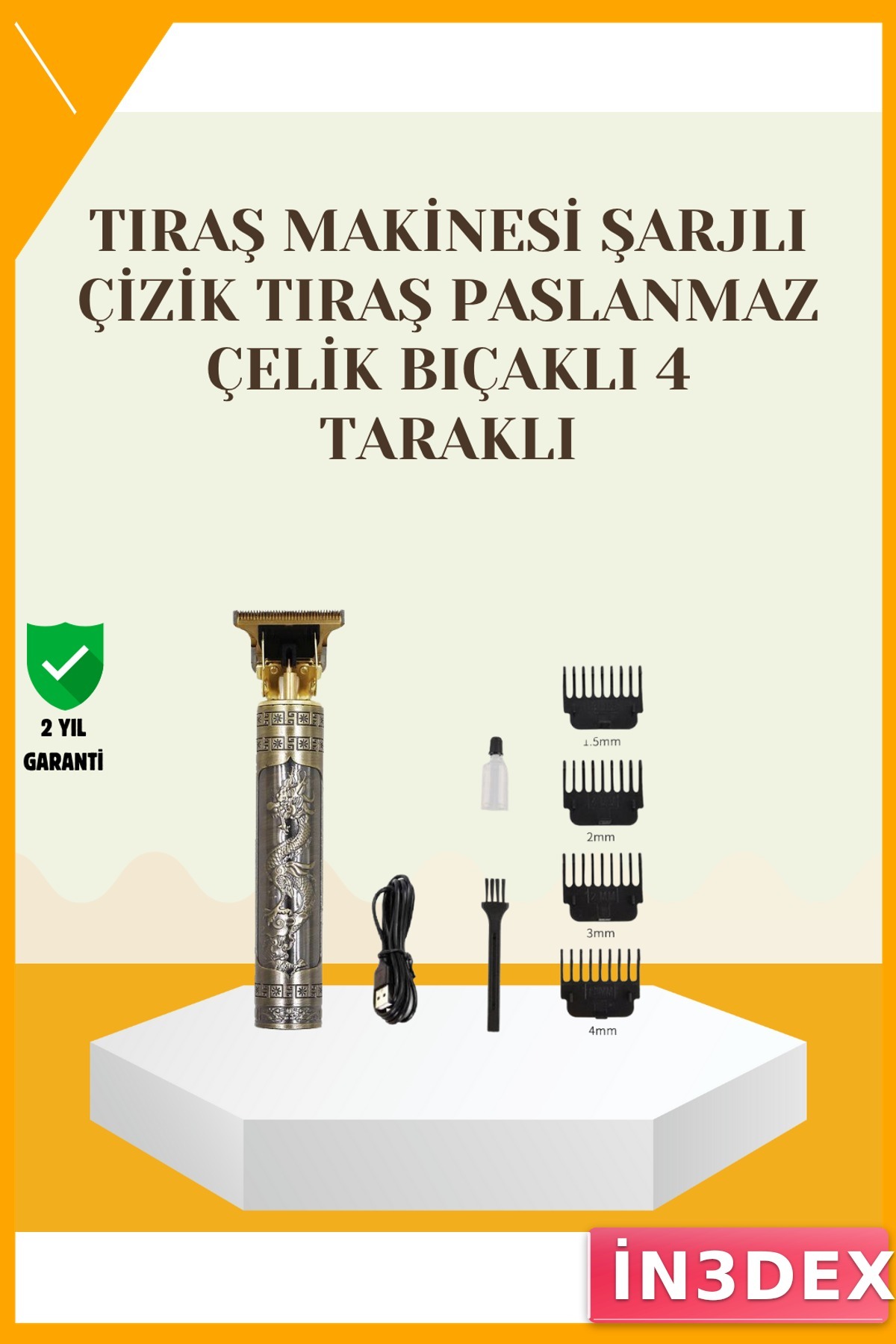 Titanyum Bıçaklı Şarjlı Saç ve Sakal Kesme Makinesi 0.5-10mm