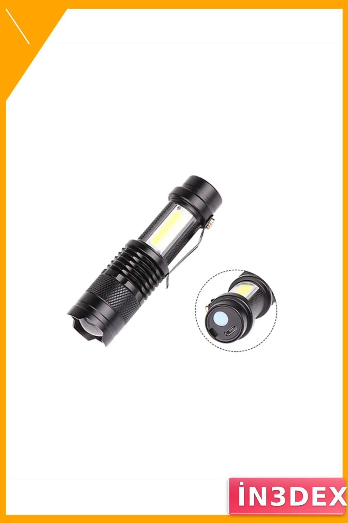 2000 Lumen Şarjlı LED El Feneri 4 Modlu Ayarlanabilir Odak