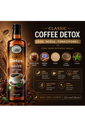 Emr Kervan Herbs Garden Classic Sade Sıvı Detoks Kahve 500 ml | 48 Saat Soğuk...
