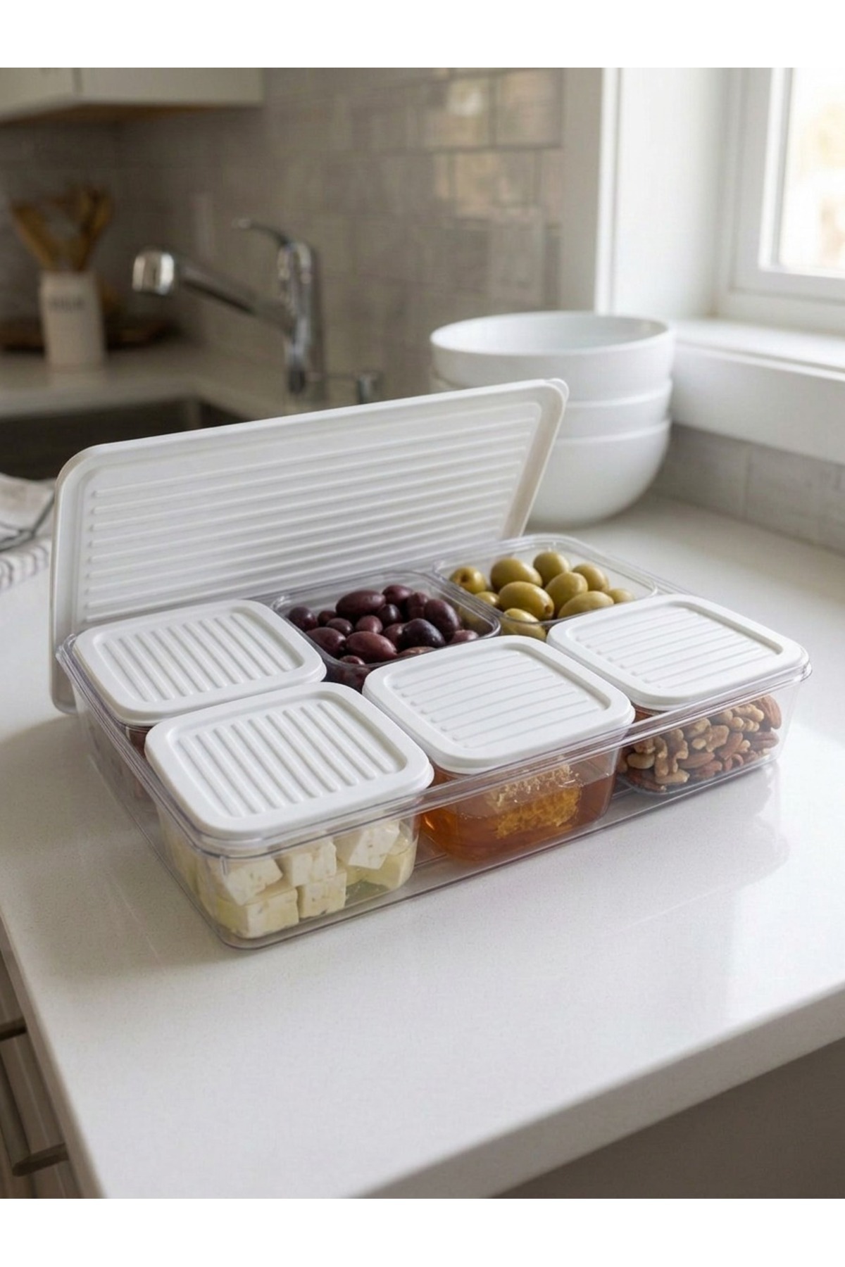 7 PIECE BREAKFAST AND STORAGE CONTAINER SET 6X0,35LT+1X2,5LT DOUBLE COLOR