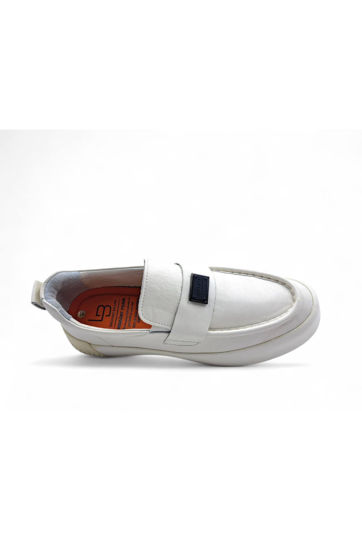 LUCIANO BELLINI Hakiki Deri Bağcıksız Bej Kırık Beyaz Renk Memory Foam Erkek Ayakkabı Loafer görsel 3