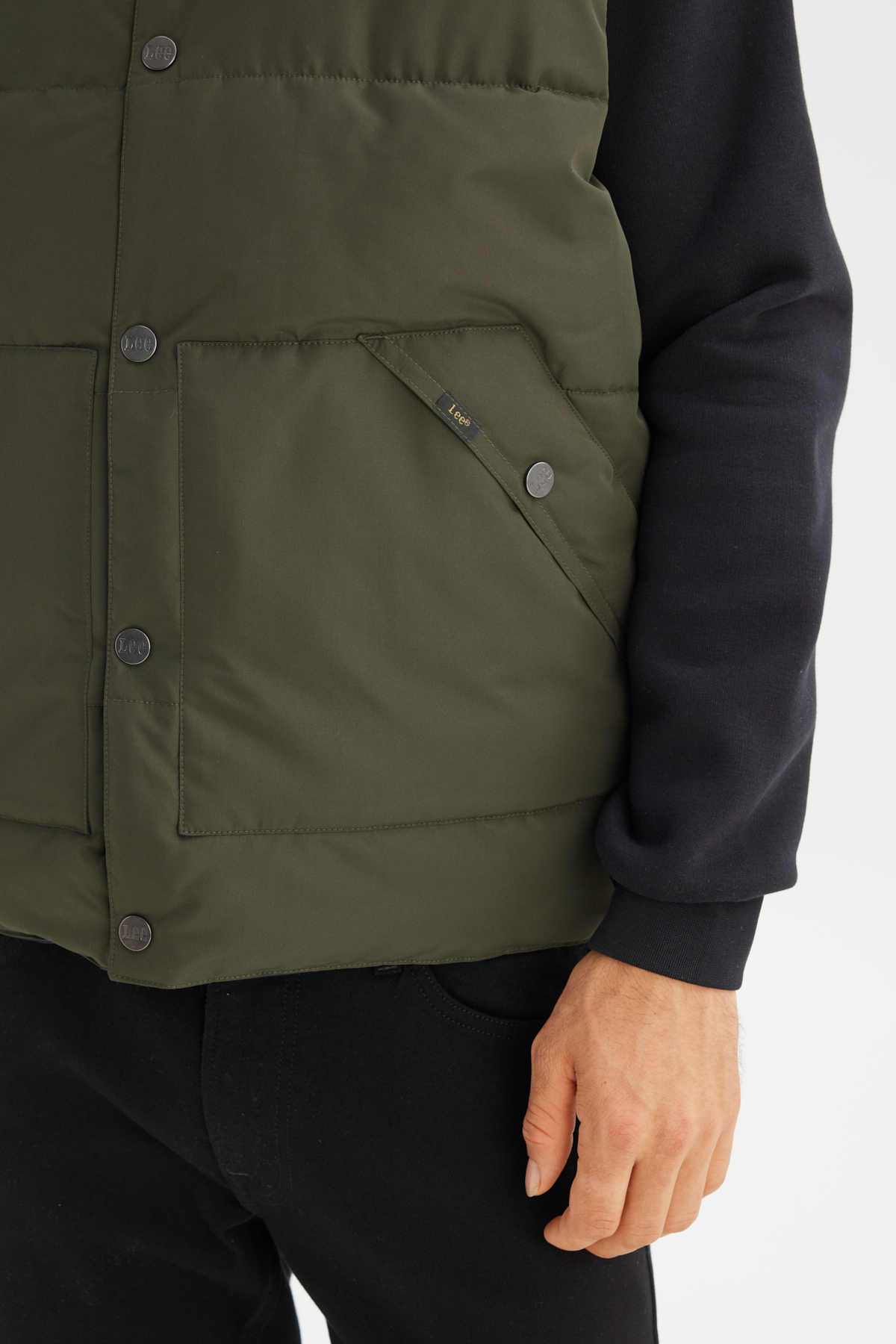 Lee Regular Fit Normal Kesim Çift Kullanımlı Haki Şişme Yelek görsel 5