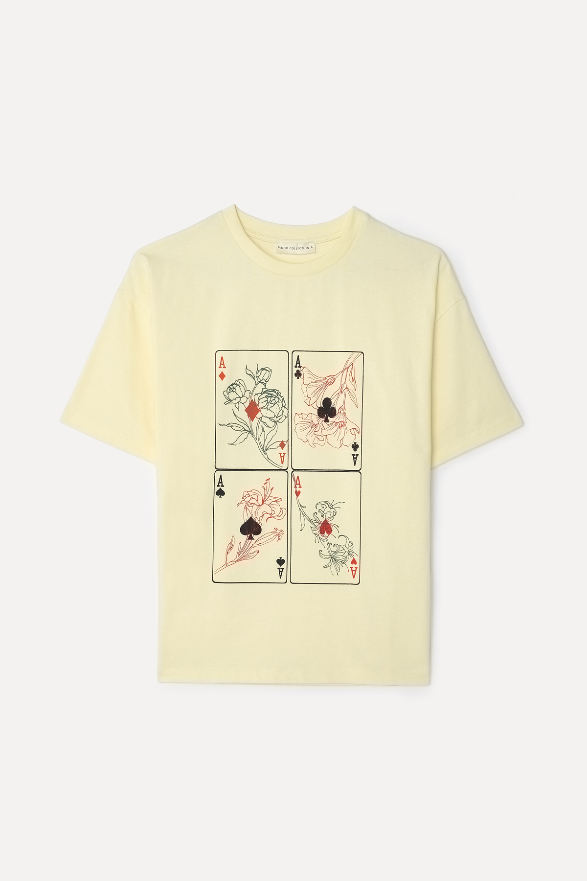 Mudo Women's Yellow Printed Crew Neck T-Shirt