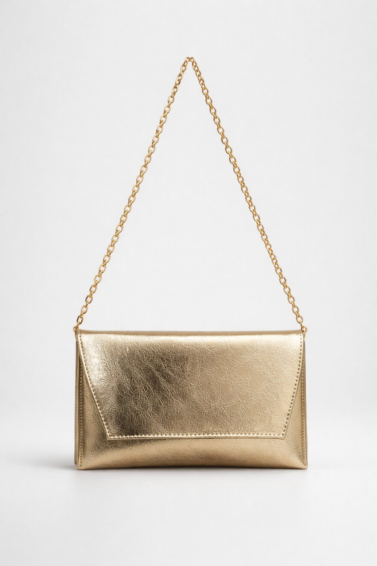 cosybag. Zincir Askılı Kadın El ve Omuz Çantası, Şık Portföy Clutch GOLD görsel 4