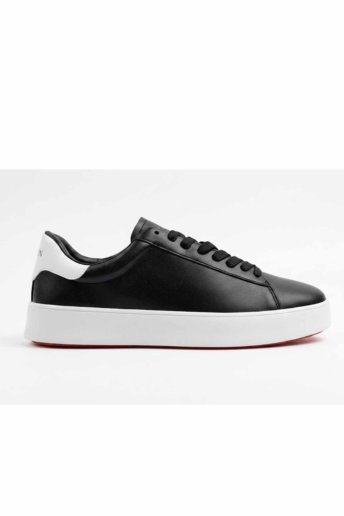 Lufian Hakiki Deri Siyah Erkek Sneaker Ayakkabı - Beyaz Tabanlı Klasik Spor Ayakkabı görsel 5