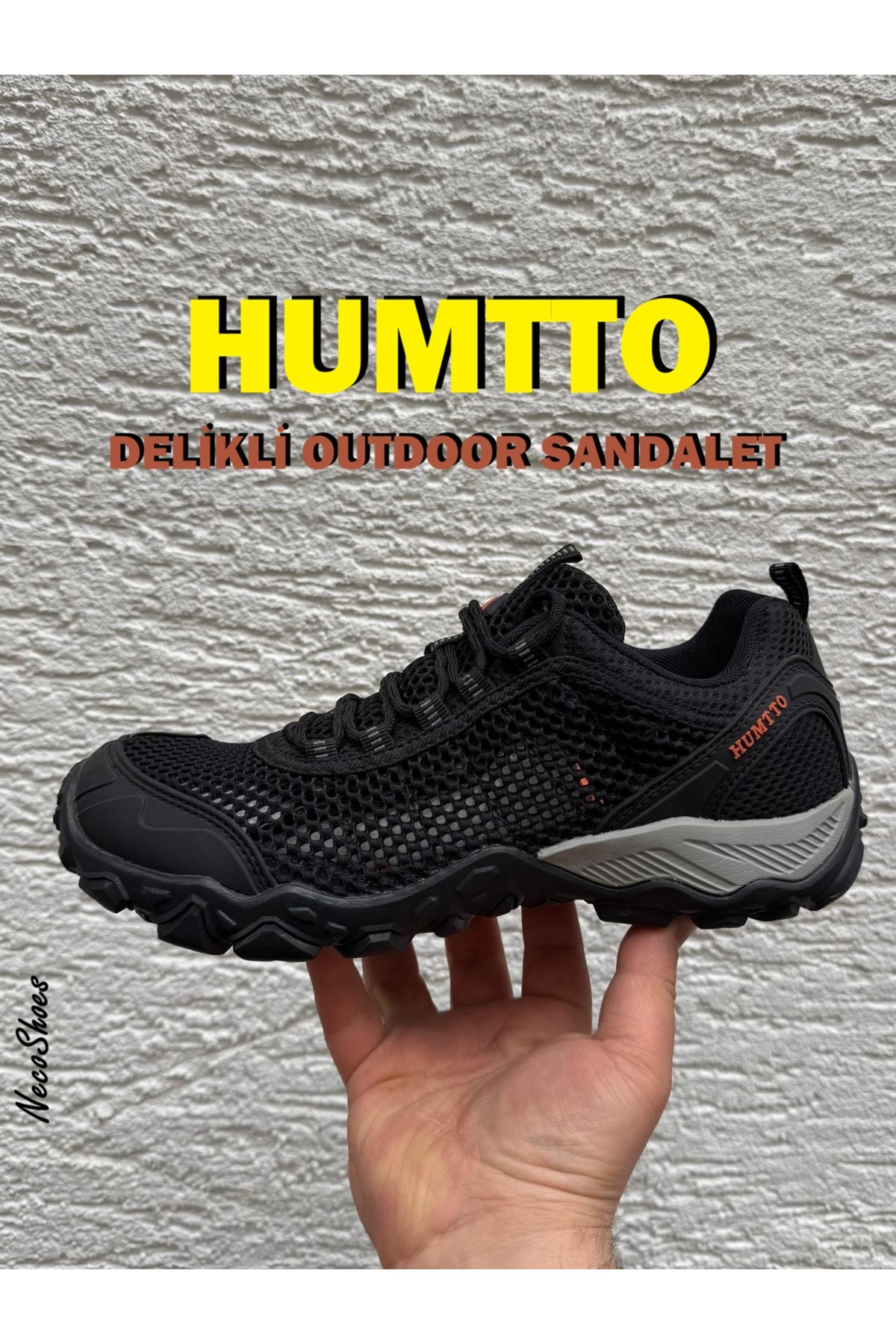 HUMTTO Erkek Delikli Outdoor Sandalet, Ortopedik Taban, Kaymaz Outdoor Taban