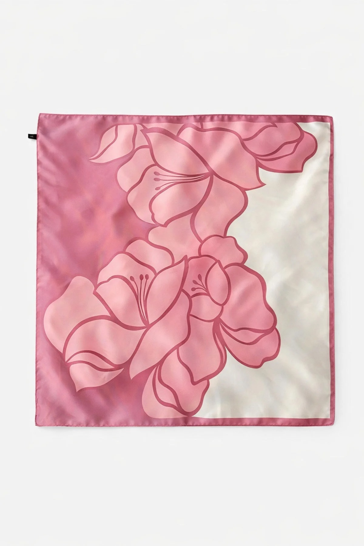 Mavero Kadın Gül Kurusu Çiçek Desenli Rayon Fular 50x50 cm İpeksi Yumuşak Saç Çanta Aksesuarı görsel 2