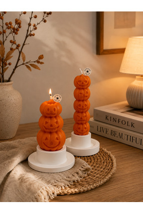 AtölyeSanat Pumpkin Glow Cadılar Bayramı Mum Seti