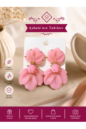 Çelik yazlık pembe küpe - tasarım küpe - uğurböceği küpe