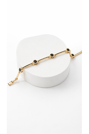 PEEM jewelry Kadın Gold Renk Siyah Taşlı Silindir Çubuk Zincir İtalyan Model ...
