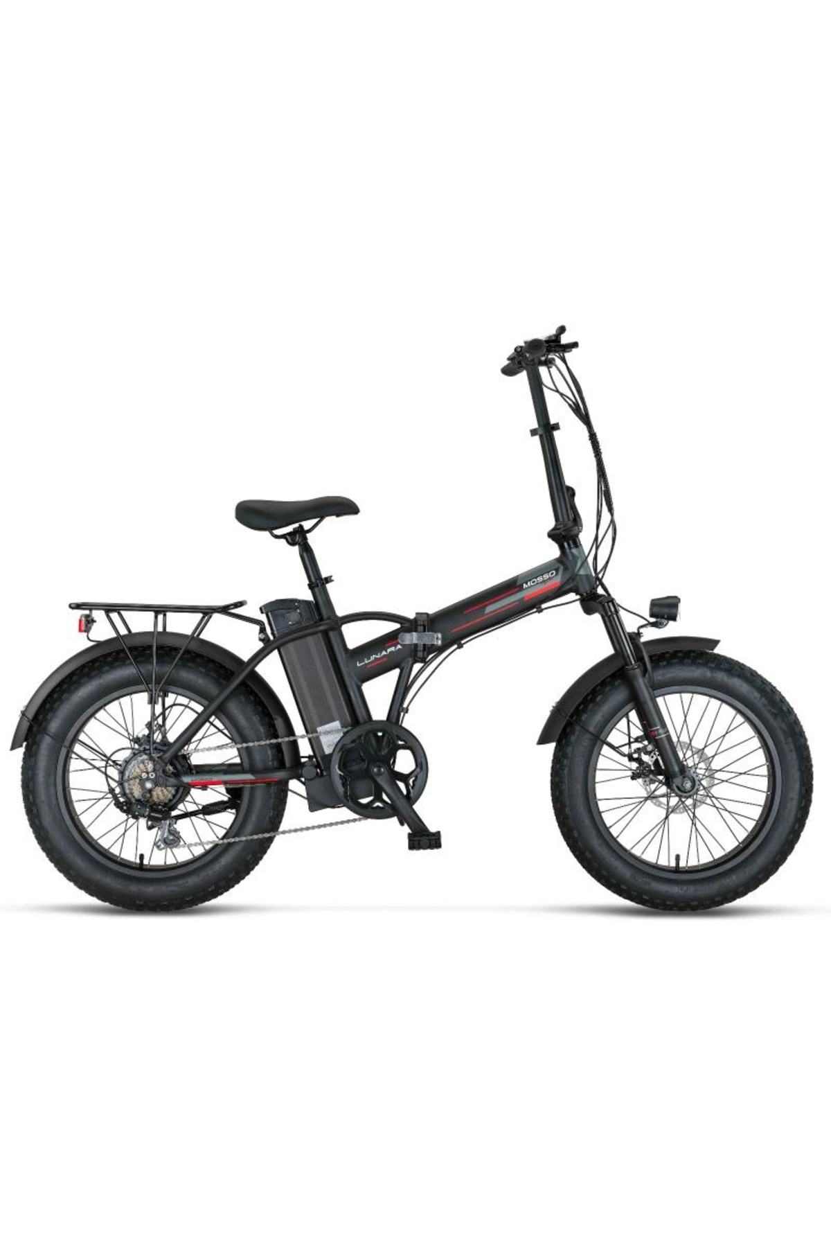 Mosso Lunara-rr Elektri̇kli̇ Katlanir Bi̇si̇klet 420h Md 20 Jant 7 Vi̇tes Mat Si̇yah Kirmizi