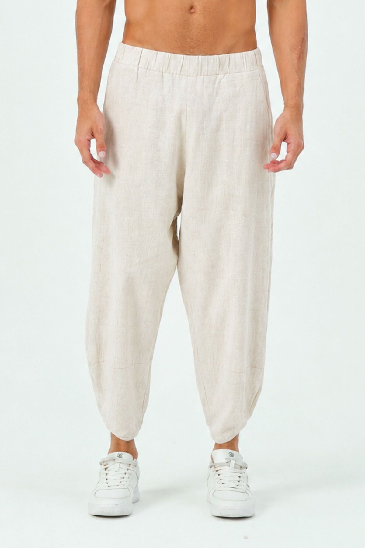 RELAXL %100 Gerçek Ham Keten 2XS-10XL Modern Şalvar Boyasız görsel 5