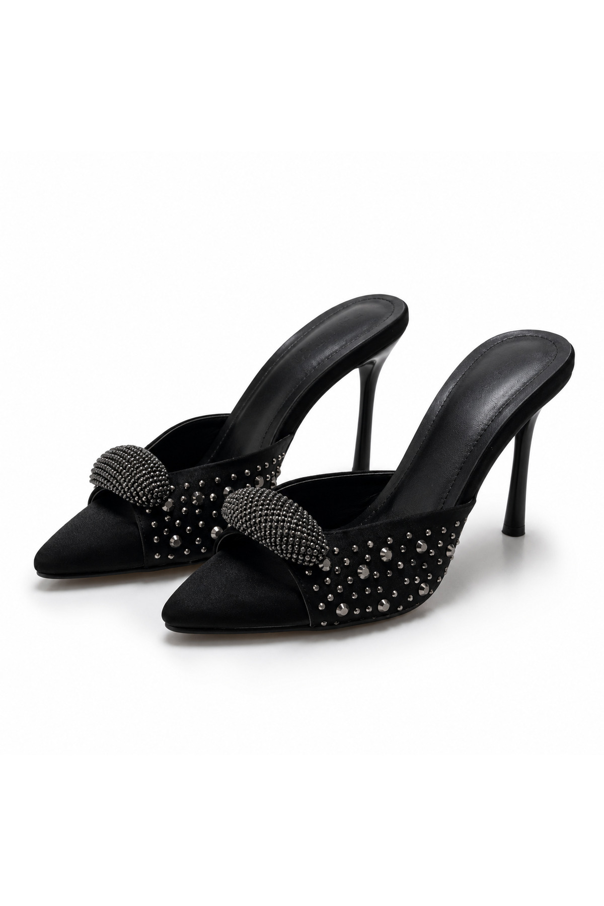 PATRON SHOES Elegant Stone Embellished Pointed Toe Heeled Women's Slippers – Chic for Evening Events & Special Occasions