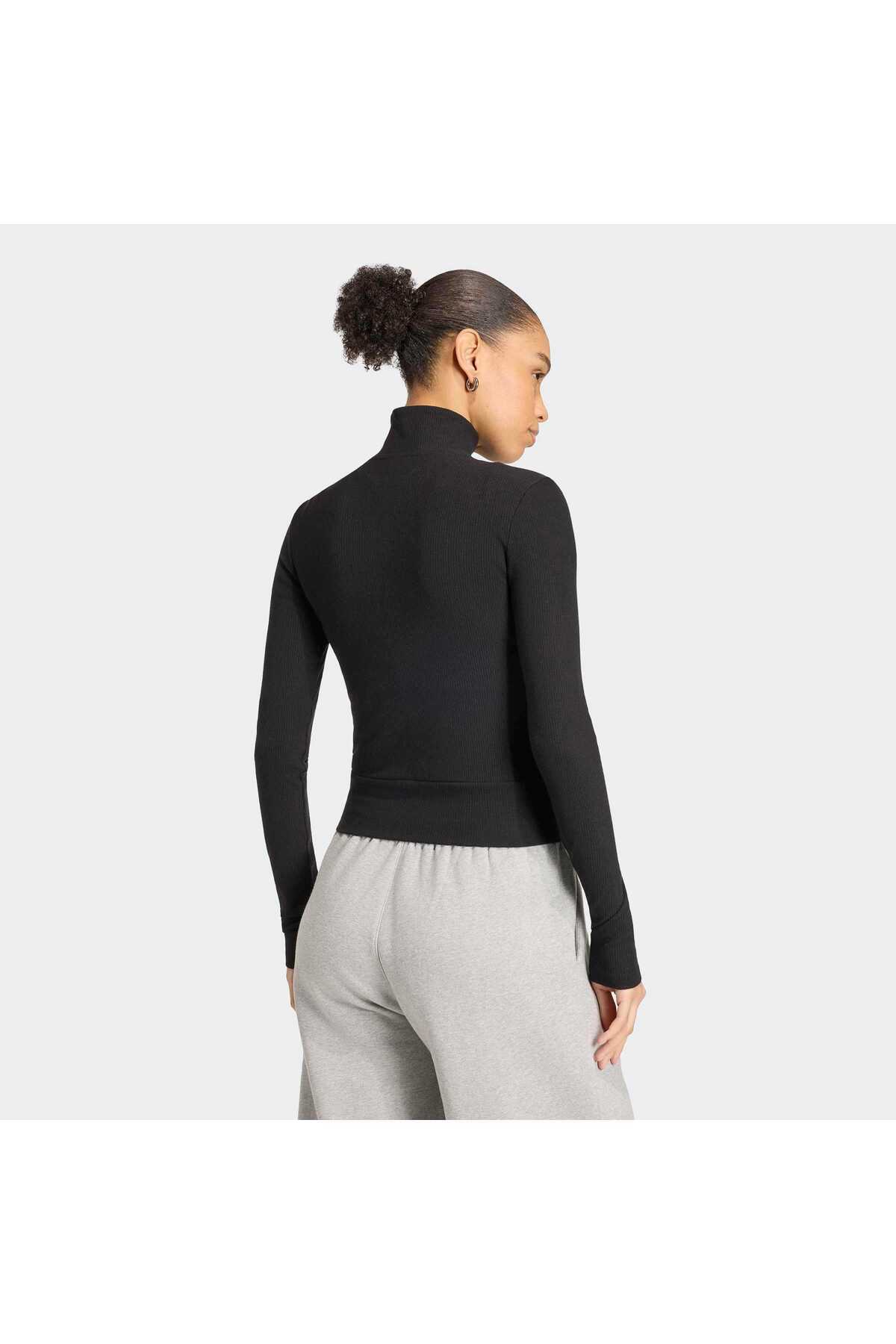 adidas Ess Rib Fz Tt Kadın Spor Sweatshirt KR3598 görsel 2
