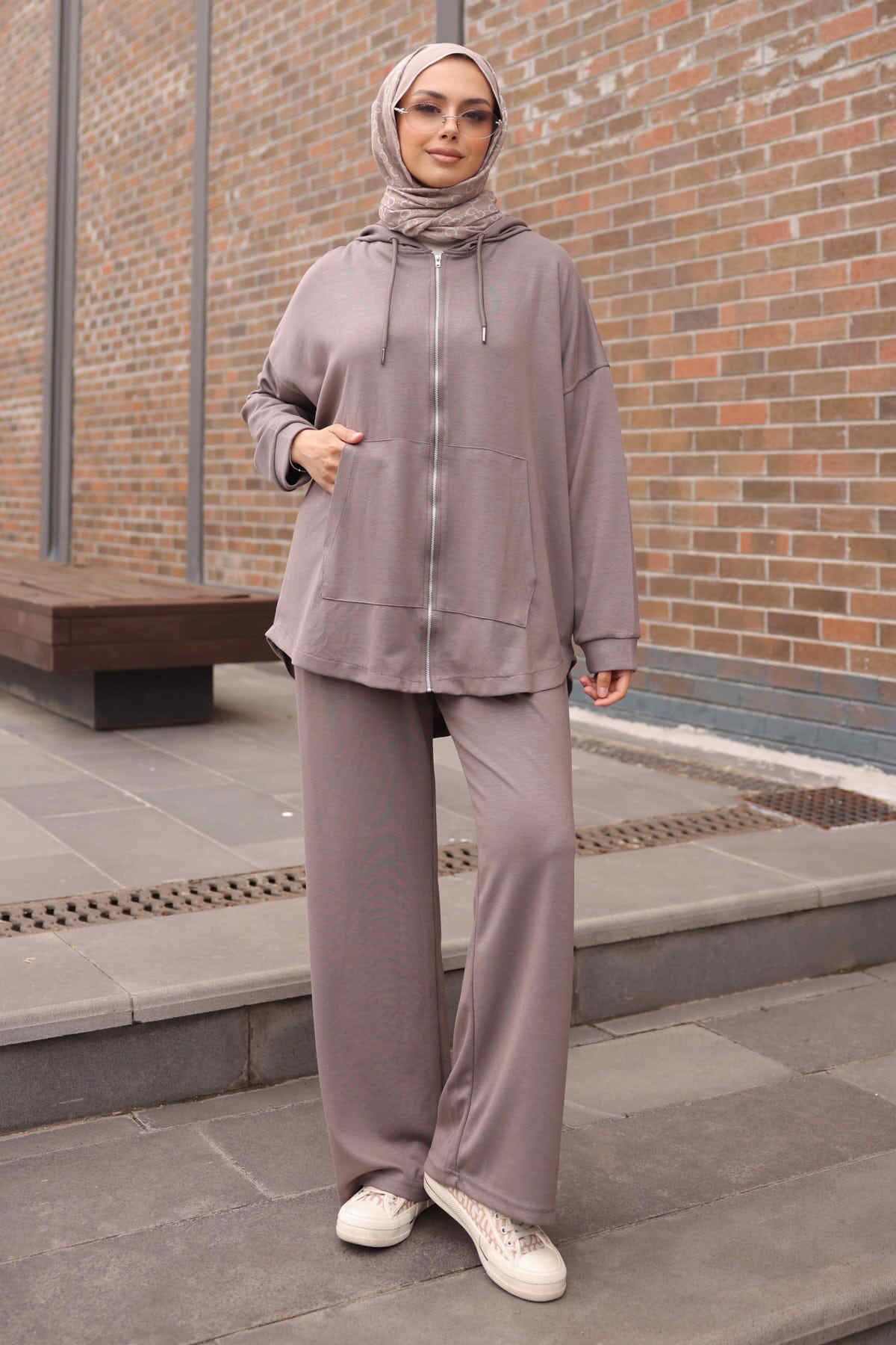 İmajButik Modal Set with Mink Zippered Tunic and Pants