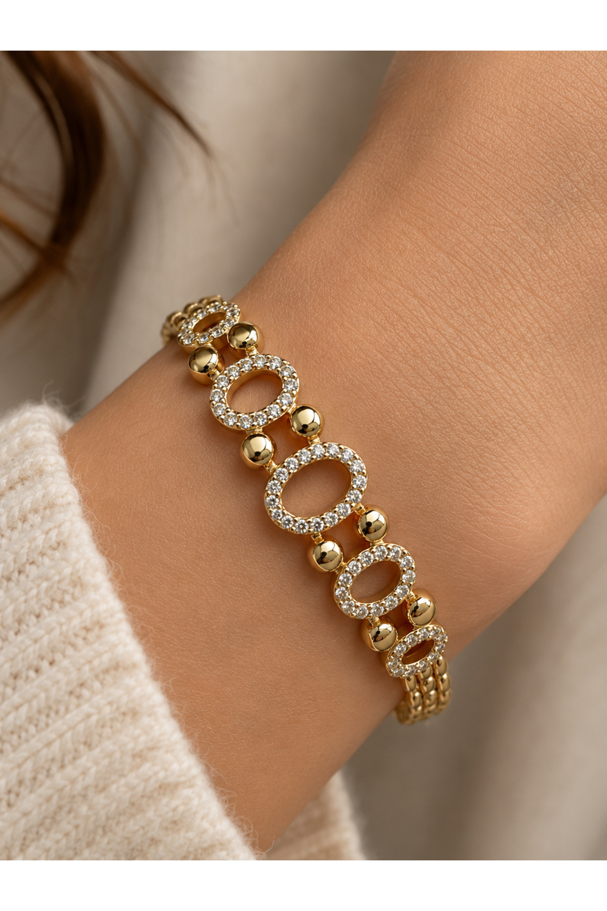 Xuping brand Golden Sparkle Oval darkening no fading women's Bracelet