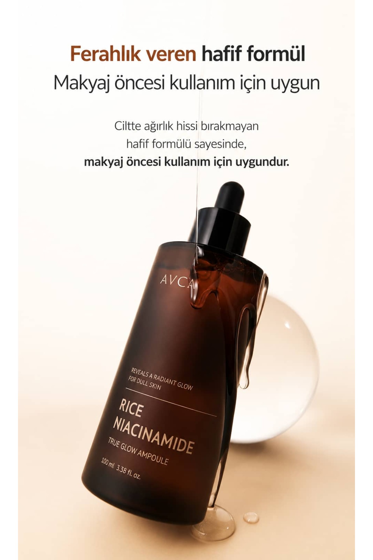 %5 Niacinamide, Pirinç Özlü, Laktik Asit Aydınlatıcı Leke Karşıtı Ampul - True Glow Rice & Niacinamide Dark Spot Brightening Ampoule Serum 100 ml — AVC-NIA-AMP-100 — تصویر 6 از 8