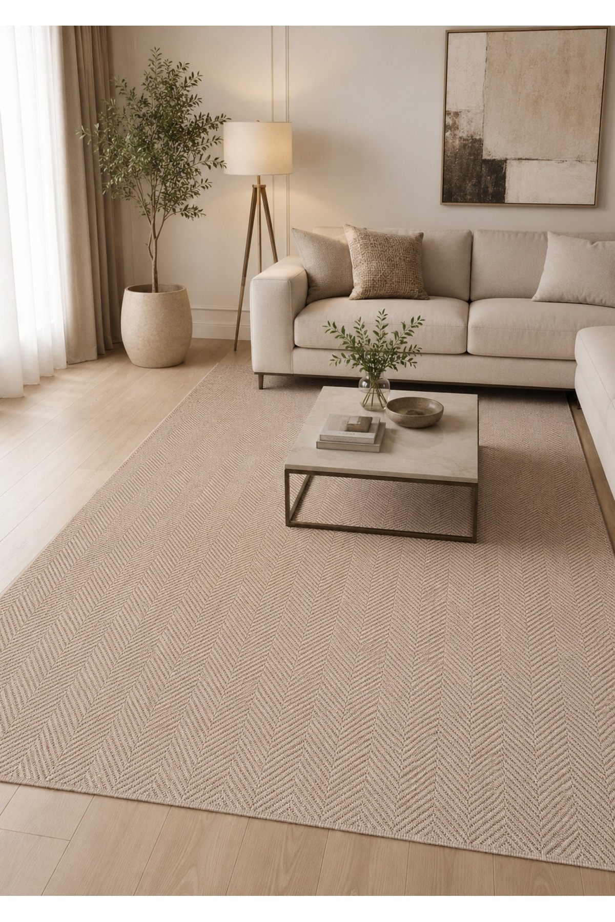 Liora Beige Sisal Woven Wicker Washable Anti-Slip Floor Living Room Bedroom Rug 1902