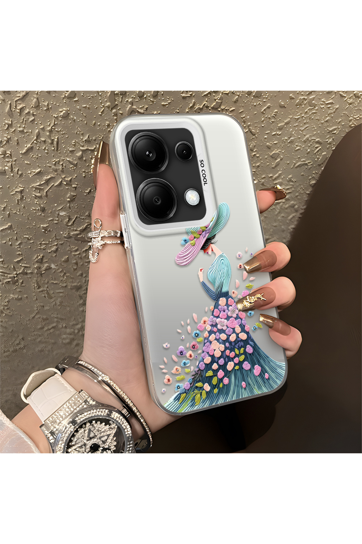 Redmi Note 13 Pro 4G Compatible Silicone Edge Hard Back Case Couple Phone Case Lovely Girl Patterned