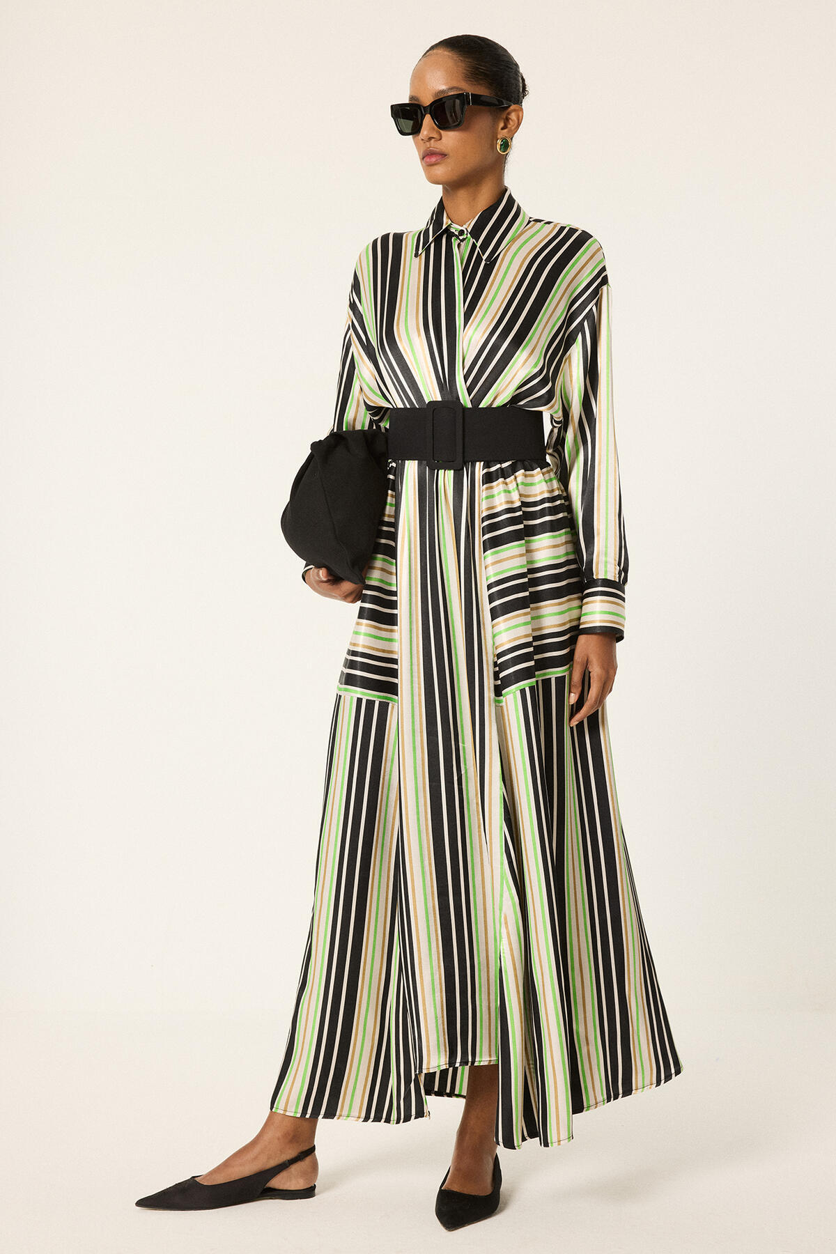 Touche Prive Striped Dress with Belt