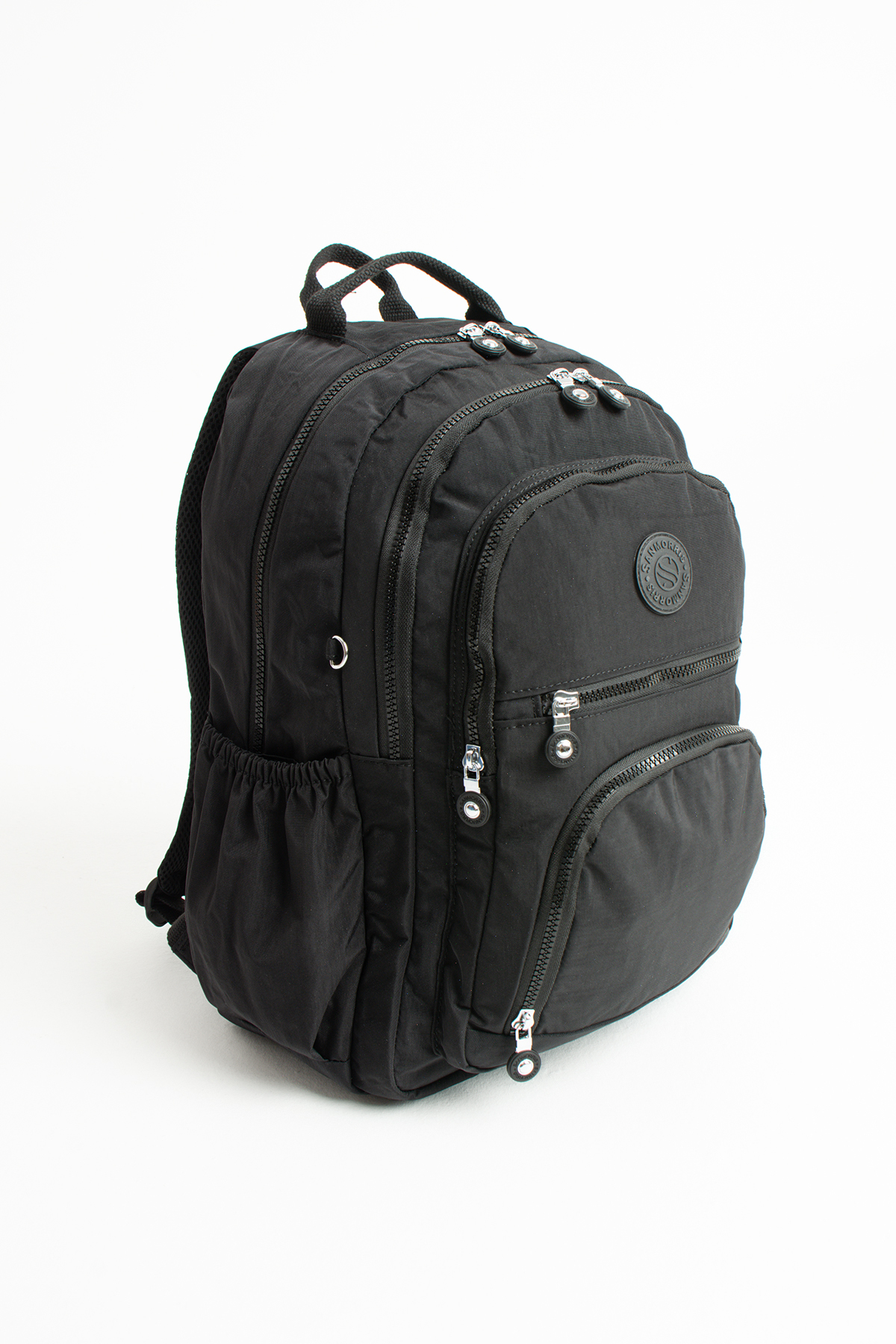 Sanmorris Ss 3013 Unisex Suya Dayanıklı Krinkıl Kumaş Çok Gözlü Orta Boy Laptop Okul Ve Sırt Çantası SİYAH Siy görsel 4