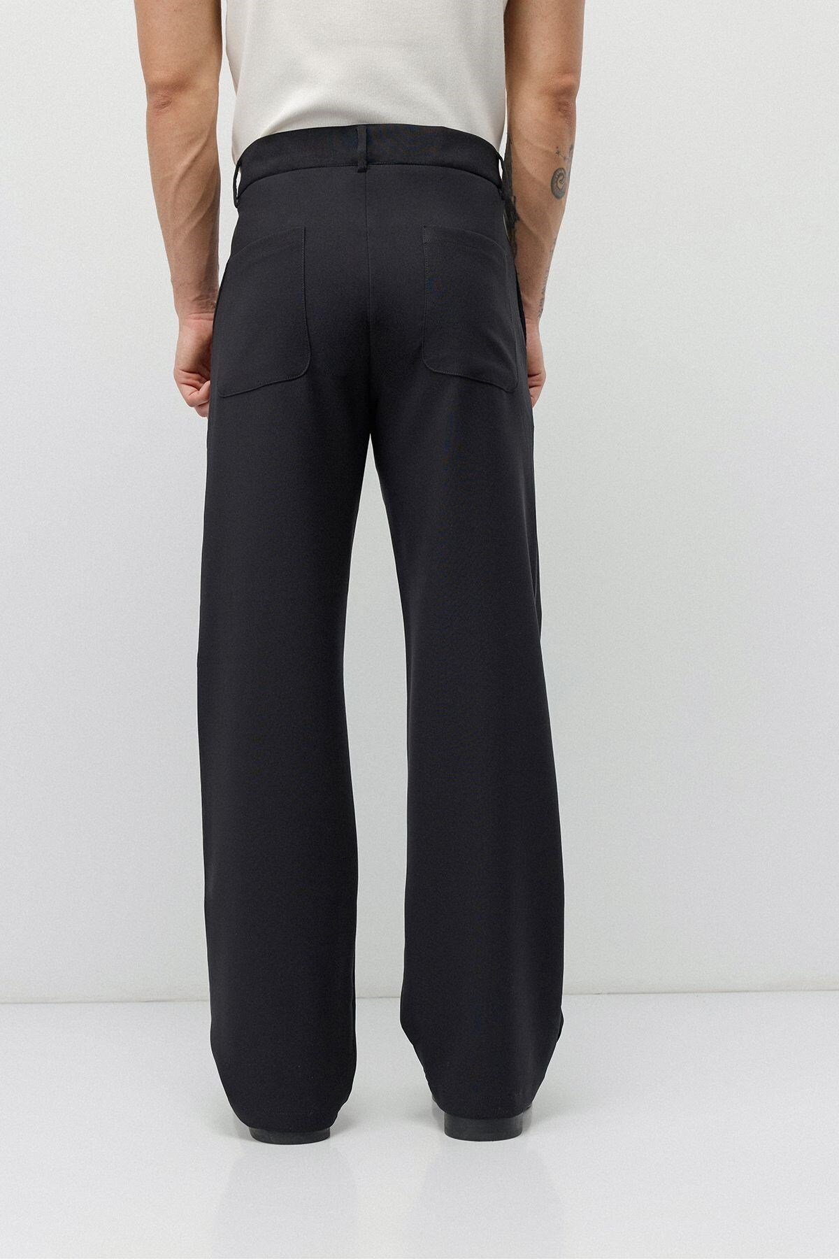 Yüksek Bel Relaxed Wide Leg Kumaş Pantolon Lacivert — سرمه‌ای V80-53 — تصویر 8 از 8