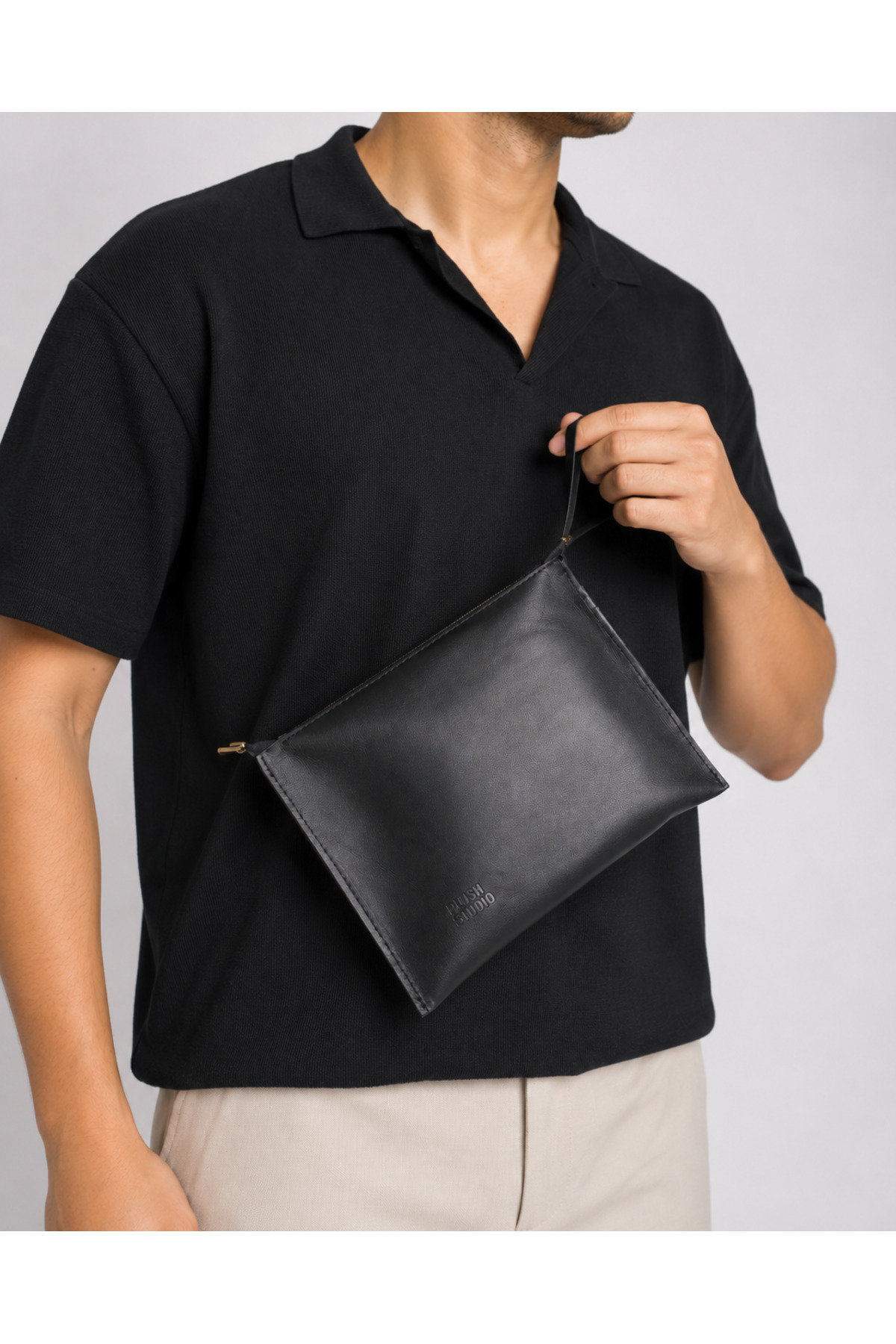 PLUSH STUDIO ISTANBUL NOIR CASE Hakiki Deri Clutch El Çantası | Şık, Minimal & Zamansız Tasarım görsel 2
