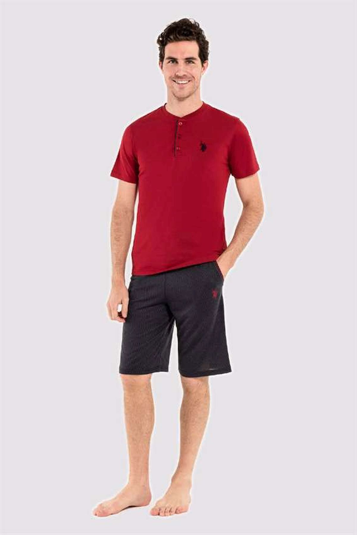 ست پیژامه و لباس خواب مردانه یقه ایستاده | یو اس پولو U.S. Polo Assn. YG120USP05 TR - تصویر 3