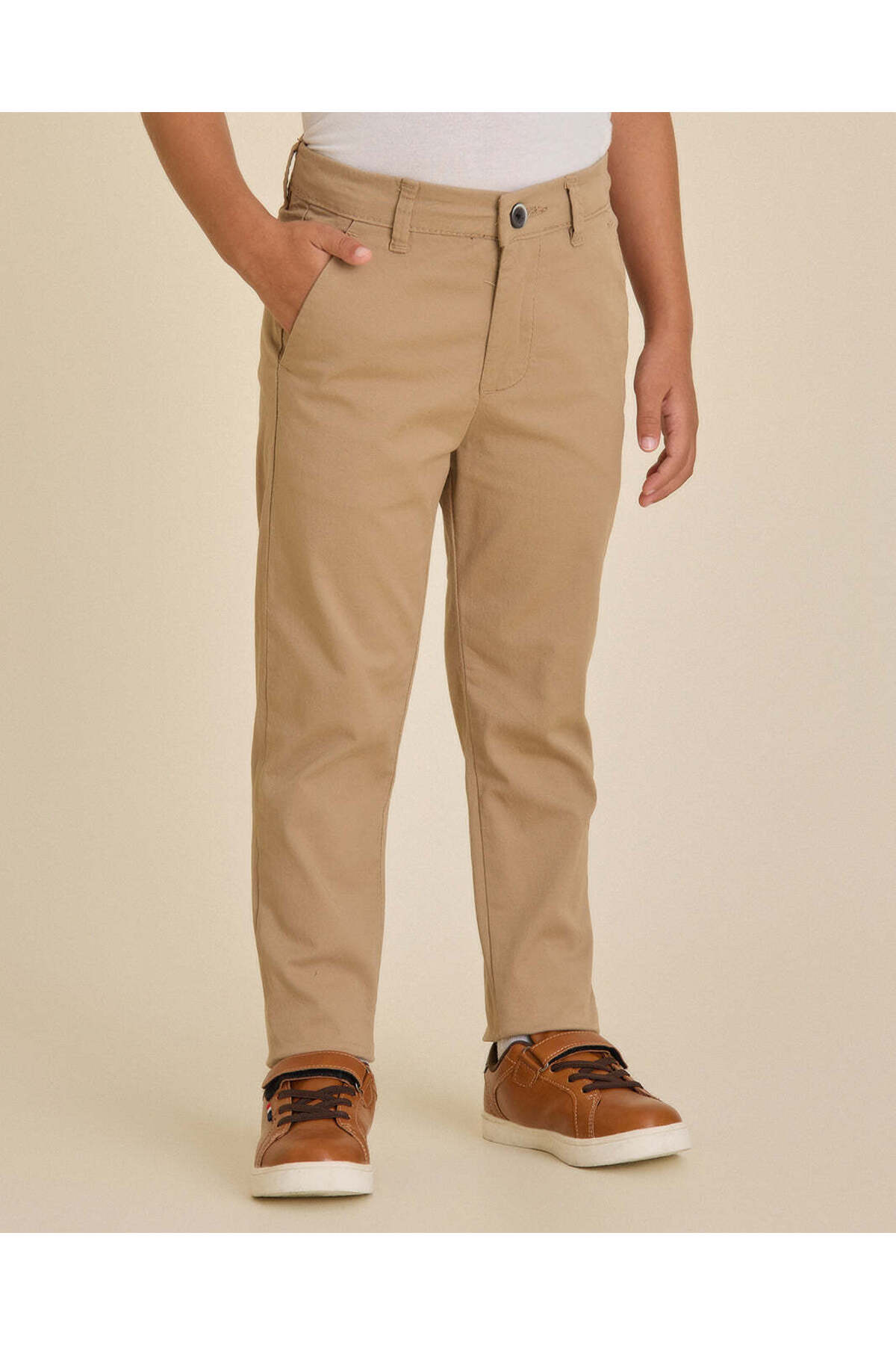 REDTAG Boys Tan Chino Trousers