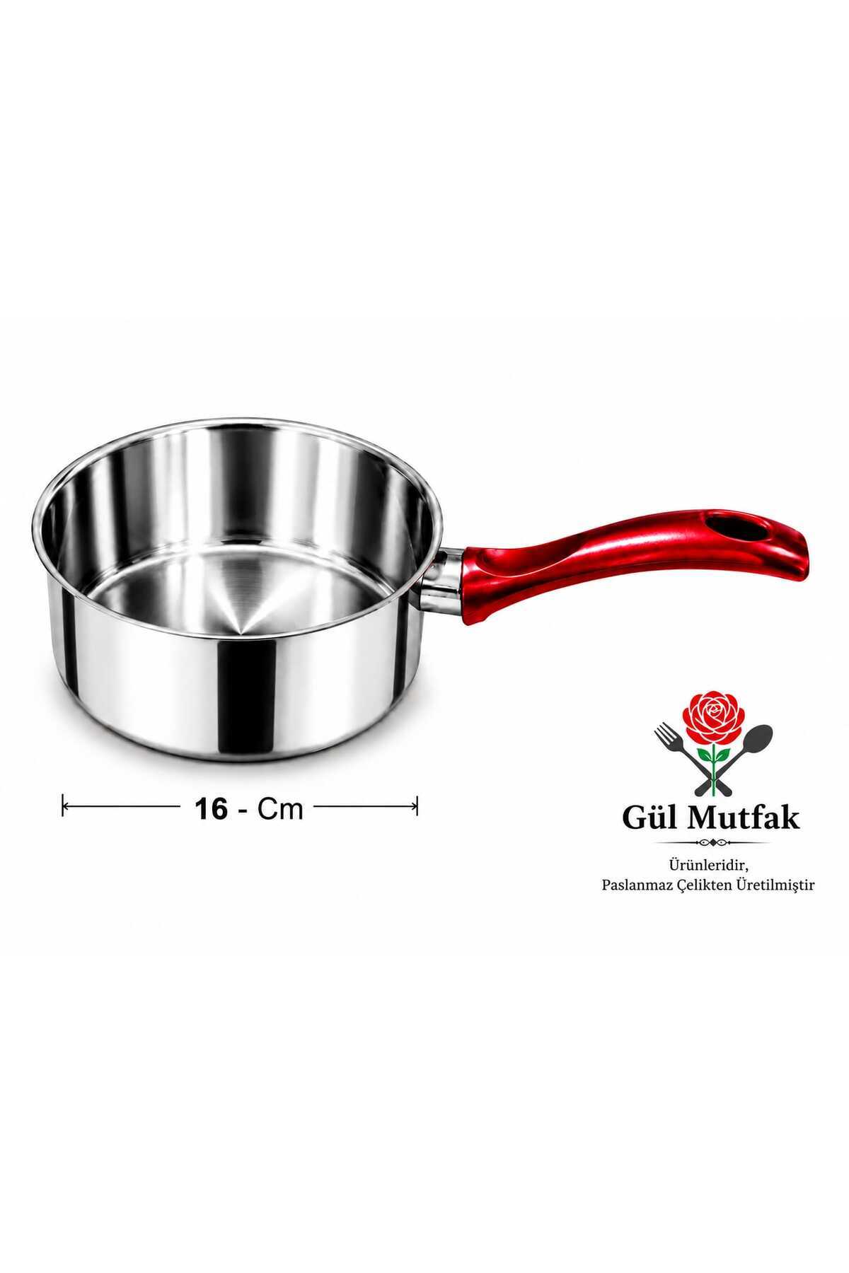 Steel Milk and Sauce Pot 1.6 L 16 CM - Multipurpose Egg Boiling and Sauce Pot - Stainless Steel