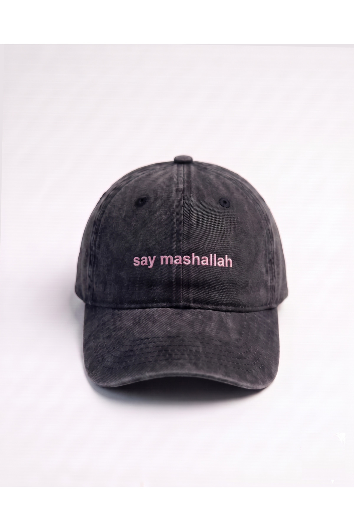 Tresore Say Mashallah Pembe Nakışlı Vintage Spor Şapka Unisex / "Maşallah De" Pembe Nakışlı Şapka Kep