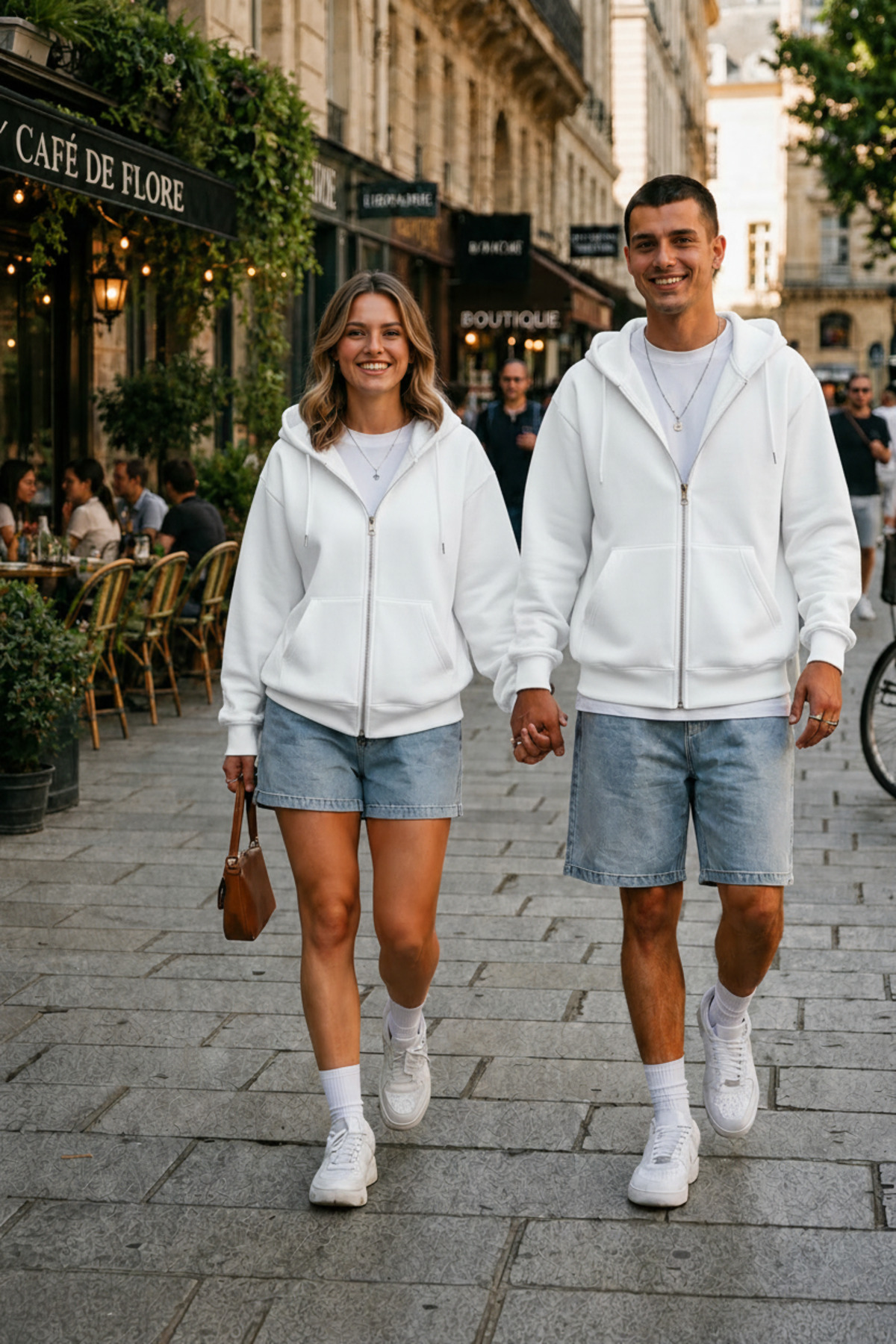 UNISEX KAPÜŞONLU OVERSIZE FULL FERMUARLI RAHAT KESİM MEVSİMLİK YENİ SEZON GÜNLÜK HIRKA — سفید STHRKAA0